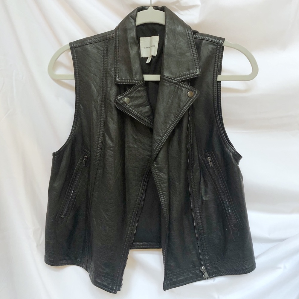 Silence + Noise Faux Leather Moto Vest, Black, S